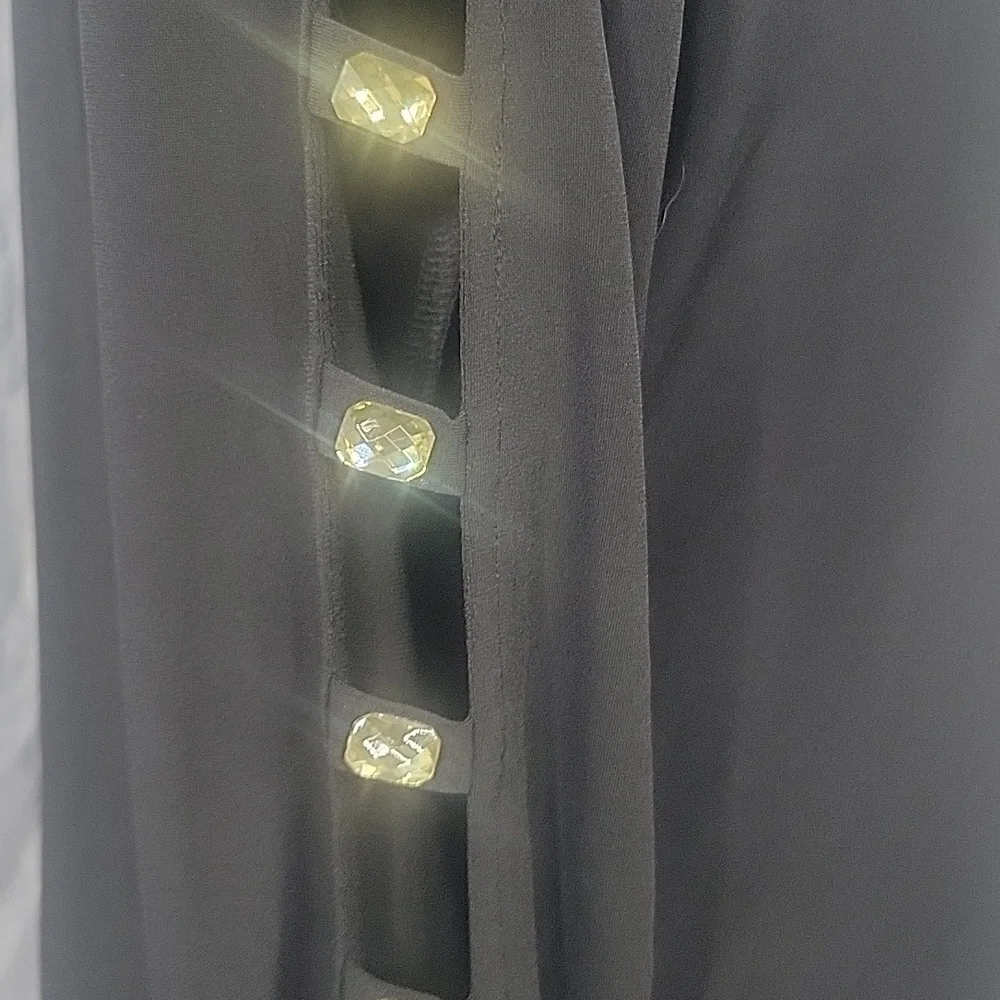 Michael Kors Black Bedazzled Long Sleeves‎ Blouse Medium